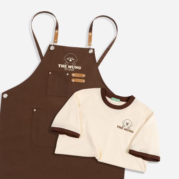 Áo thun phối cổ & tạp dề dài đồng phục