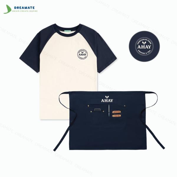 Áo thun raglan & tạp dề ngắn đồng phục