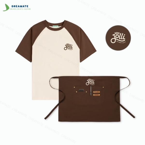 Áo thun raglan & tạp dề ngắn đồng phục