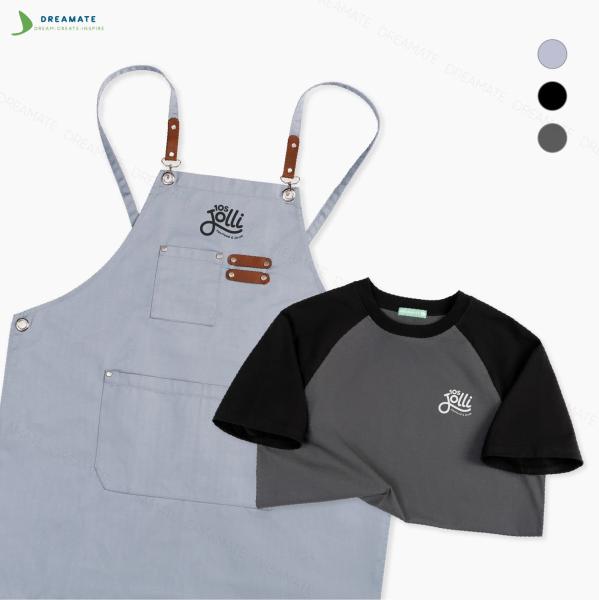 Áo thun raglan & tạp dề dài đồng phục