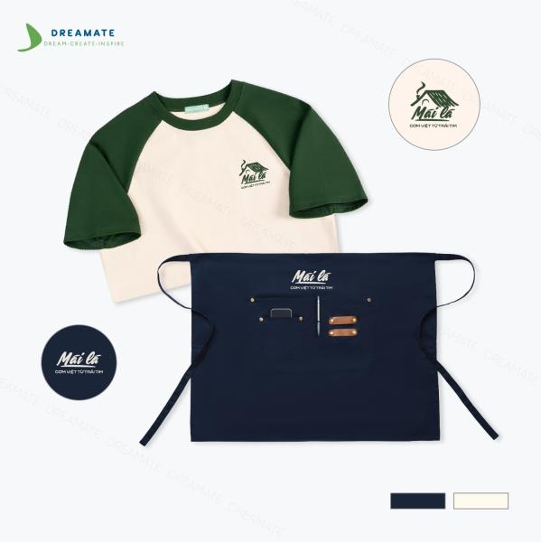 Áo thun raglan & tạp dề ngắn đồng phục