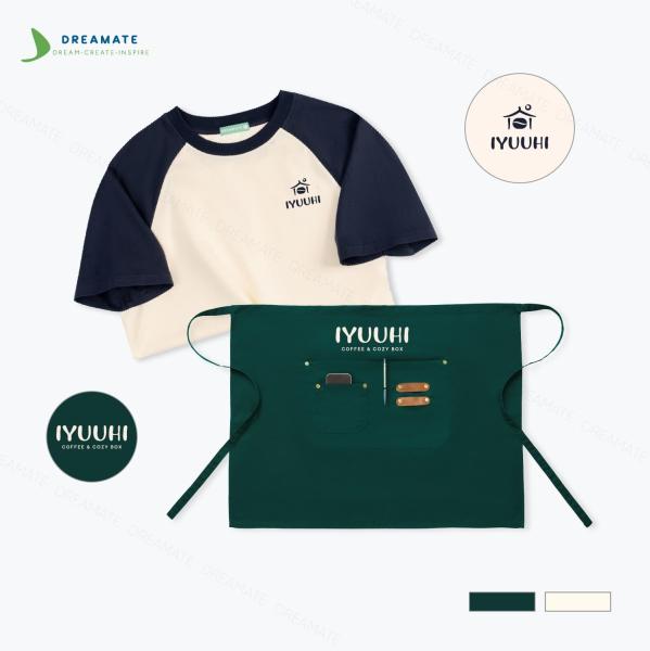 Áo thun raglan & tạp dề ngắn đồng phục