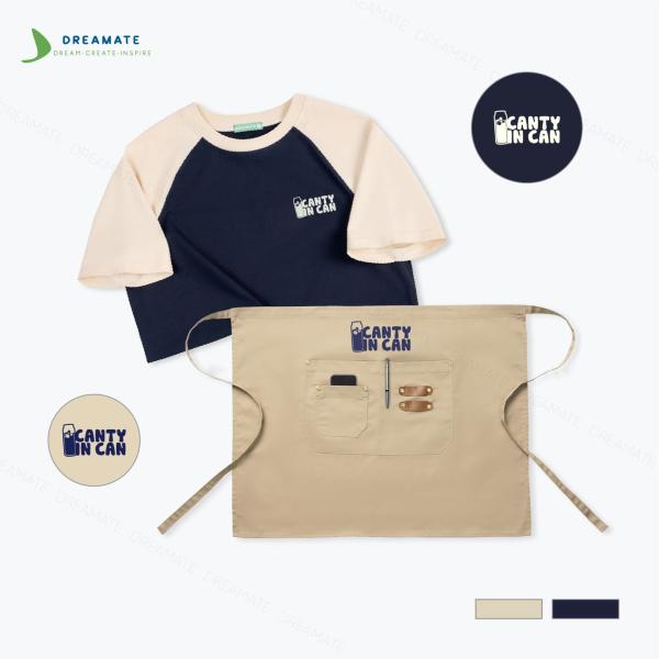 Áo thun raglan & tạp dề ngắn đồng phục