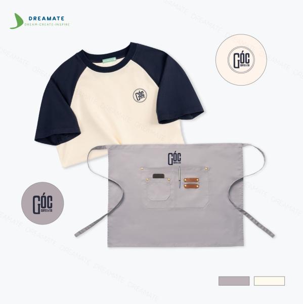 Áo thun raglan & tạp dề ngắn đồng phục