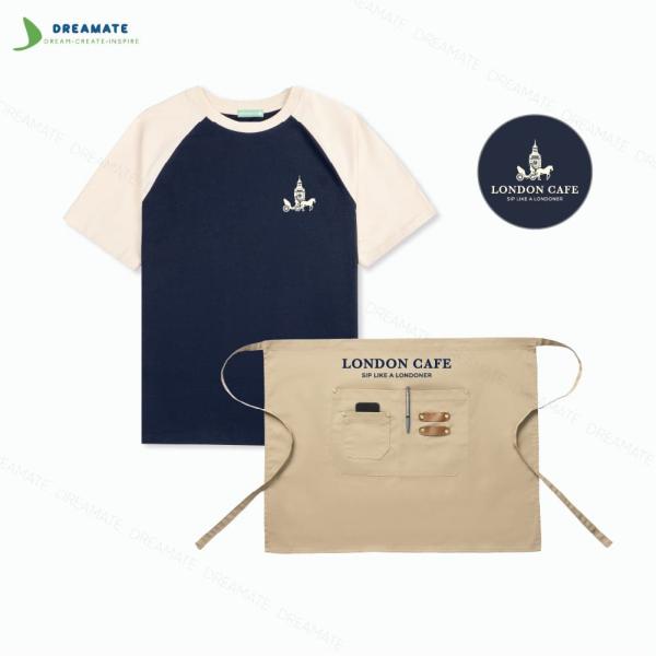 Áo thun raglan & tạp dề ngắn đồng phục