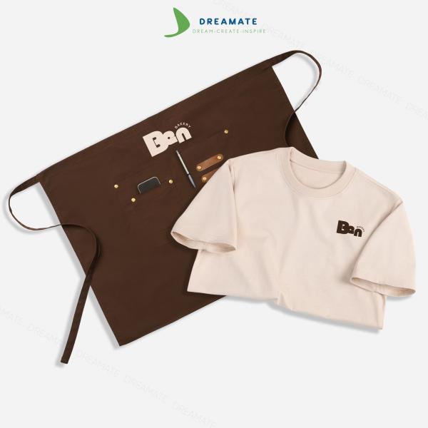 Áo thun trơn & tạp dề ngắn đồng phục