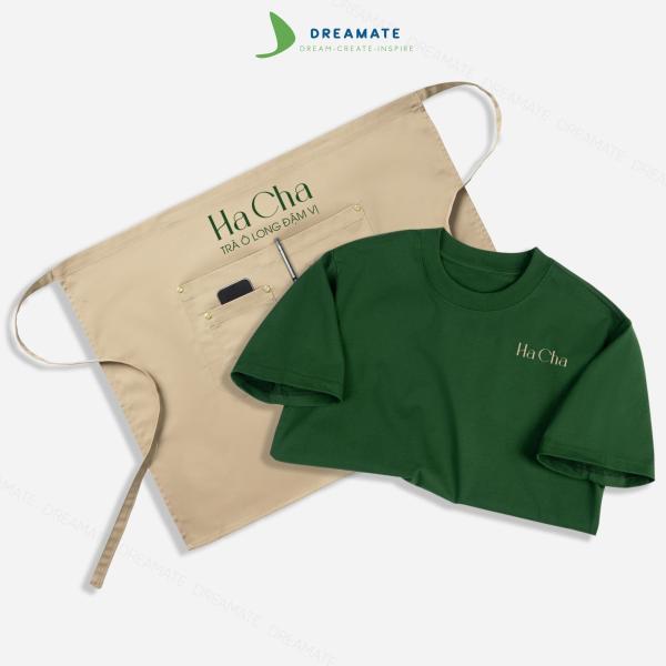 Áo thun trơn & tạp dề ngắn đồng phục
