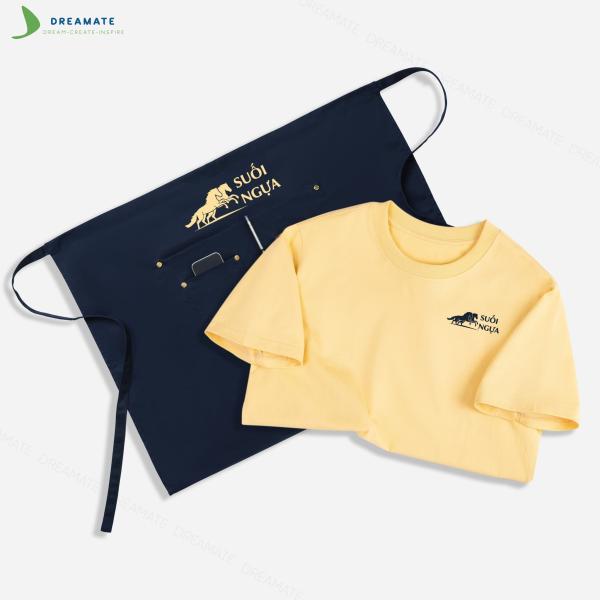 Áo thun trơn & tạp dề ngắn đồng phục
