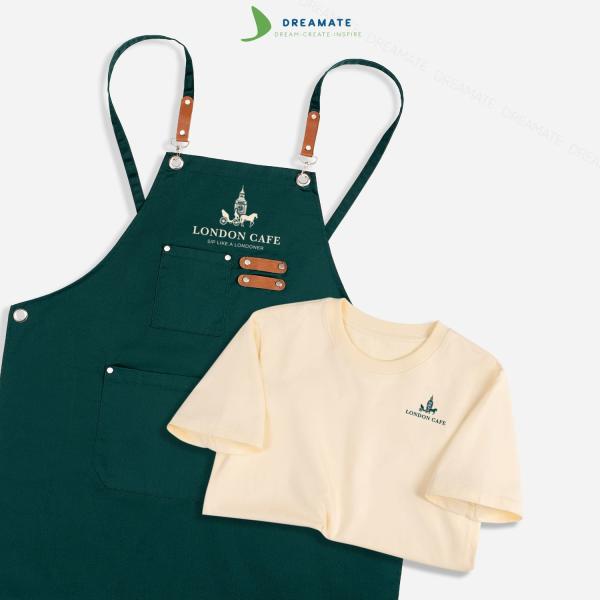 Áo thun trơn & tạp dề dài đồng phục