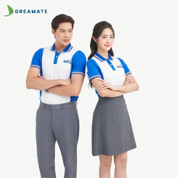 Áo polo đồng phục xanh trắng Biti’s