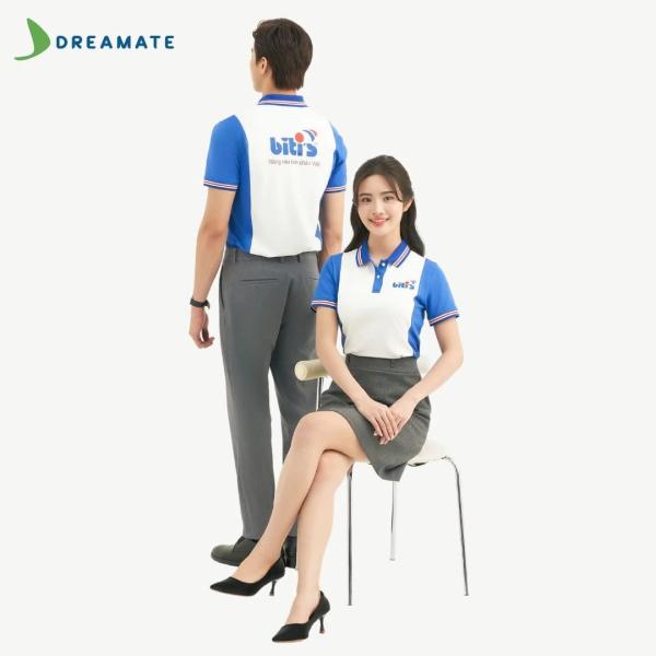 Áo polo đồng phục xanh trắng Biti’s