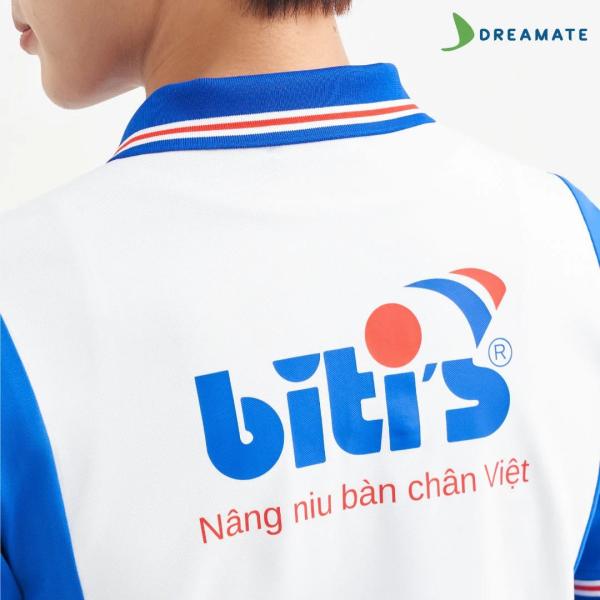 Áo polo đồng phục xanh trắng Biti’s