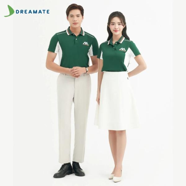 Áo polo đồng phục xanh trắng Xuân Mai Corp