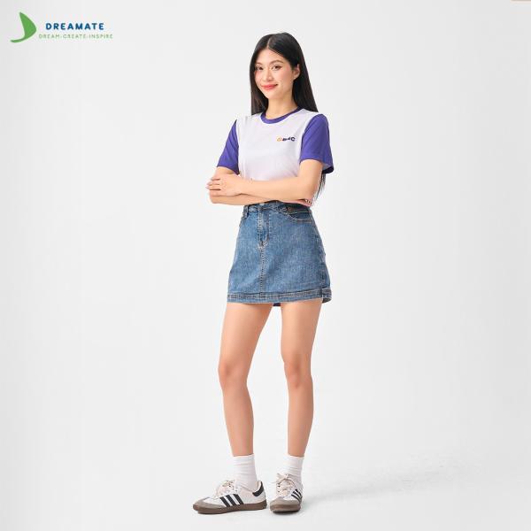 Áo đồng phục team building BSC trắng phối tím cam