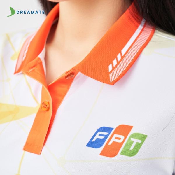 Áo đồng phục team building FPT trắng cam