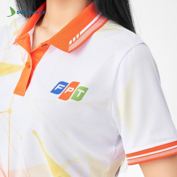 Áo đồng phục team building FPT trắng cam