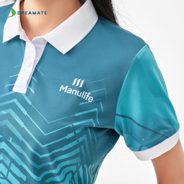 Áo đồng phục team building Manulife xanh trắng