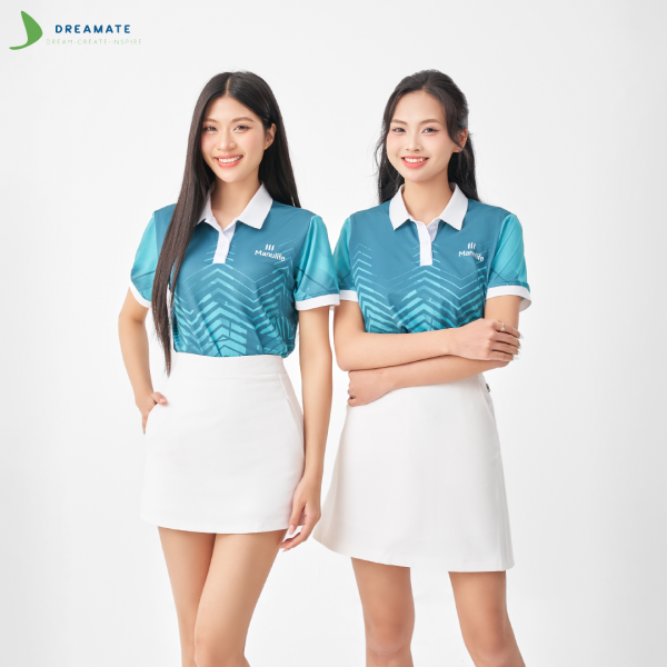Áo đồng phục team building Manulife xanh trắng