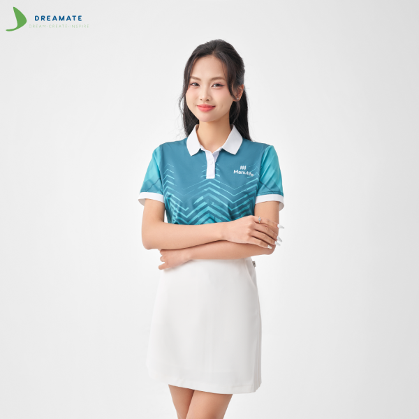 Áo đồng phục team building Manulife xanh trắng