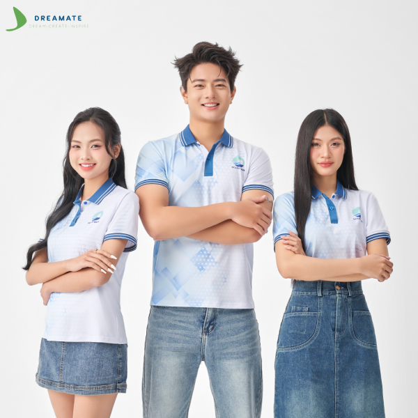 Áo đồng phục team building Oceanbank xanh trắng