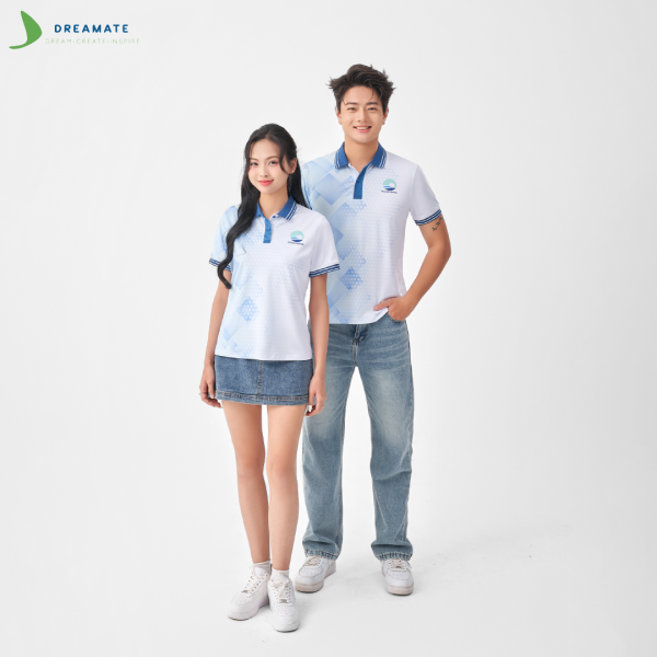 Áo đồng phục team building Oceanbank xanh trắng