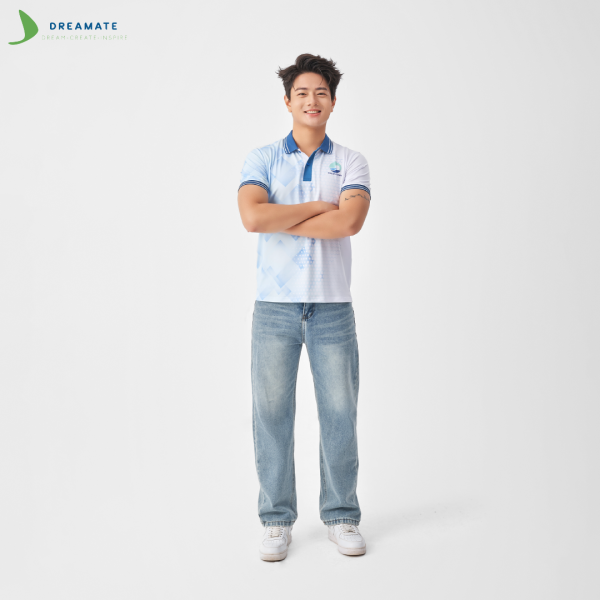 Áo đồng phục team building Oceanbank xanh trắng