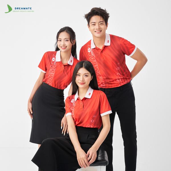 Áo đồng phục team building Techcombank đỏ trắng