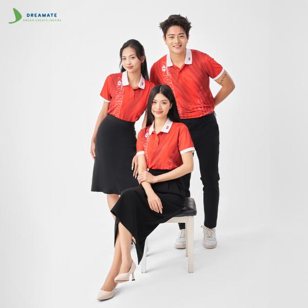 Áo đồng phục team building Techcombank đỏ trắng