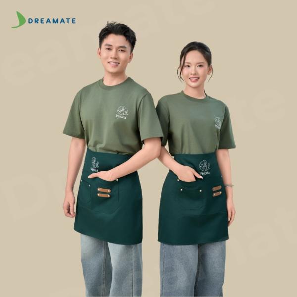BST Áo thun trơn x tạp dề ngắn