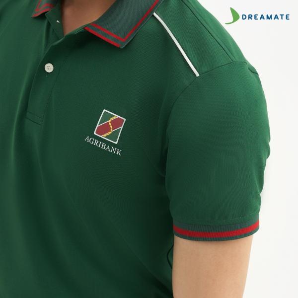 Áo polo đồng phục xanh phối đỏ Agribank