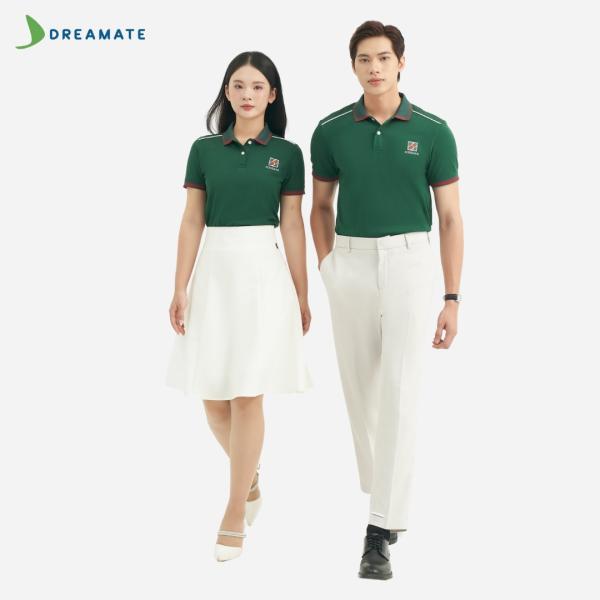 Áo polo đồng phục xanh phối đỏ Agribank