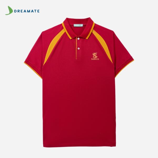 Áo polo đồng phục đỏ phối vàng Sabeco