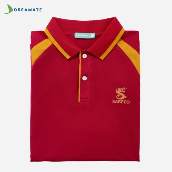 Áo polo đồng phục đỏ phối vàng Sabeco