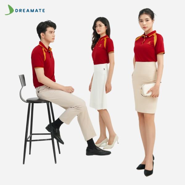 Áo polo đồng phục đỏ phối vàng Sabeco