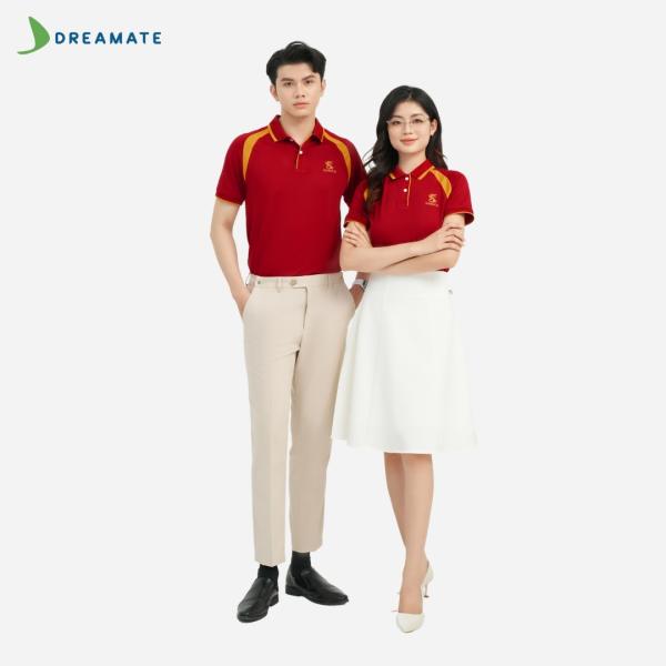 Áo polo đồng phục đỏ phối vàng Sabeco