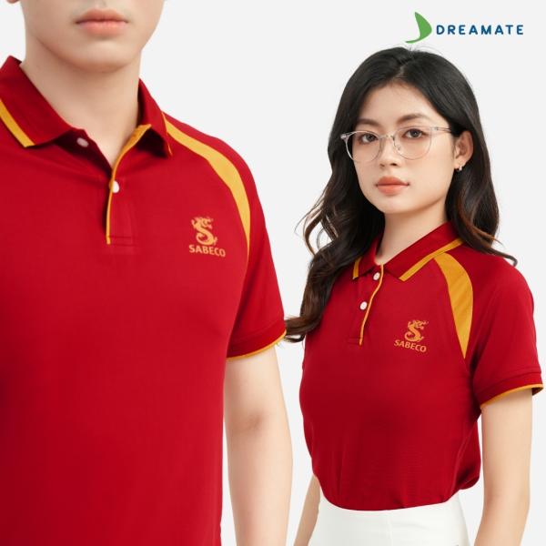 Áo polo đồng phục đỏ phối vàng Sabeco