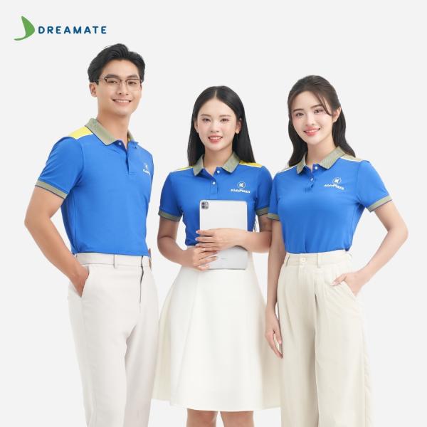 Áo polo đồng phục xanh phối vàng Kids Plaza