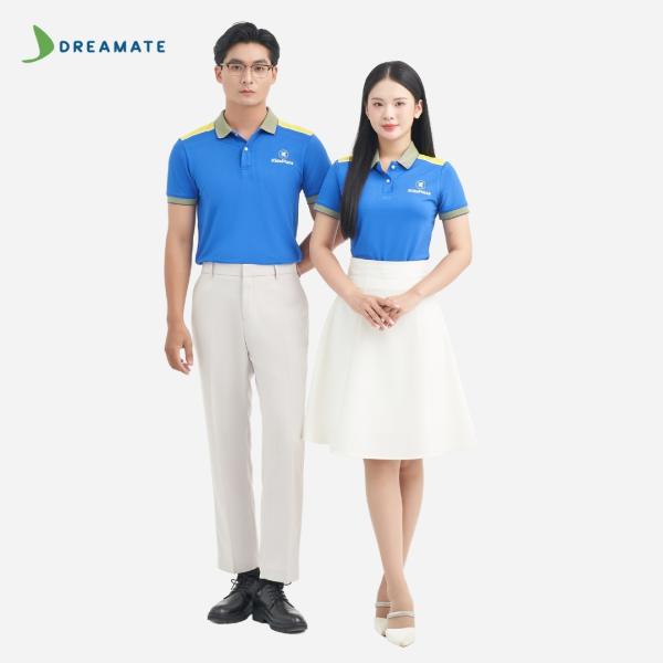 Áo polo đồng phục xanh phối vàng Kids Plaza