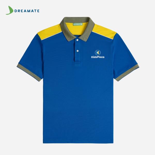 Áo polo đồng phục xanh phối vàng Kids Plaza