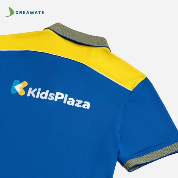 Áo polo đồng phục xanh phối vàng Kids Plaza
