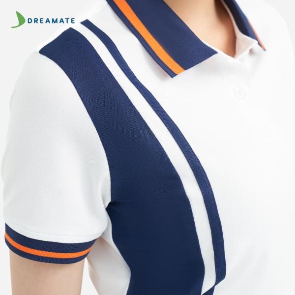 Áo polo đồng phục trắng phối xanh navy Tôn Đông Á