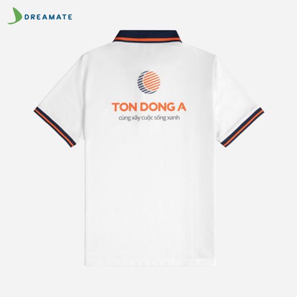 Áo polo đồng phục trắng phối xanh navy Tôn Đông Á