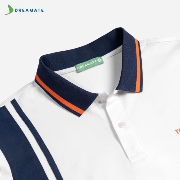 Áo polo đồng phục trắng phối xanh navy Tôn Đông Á