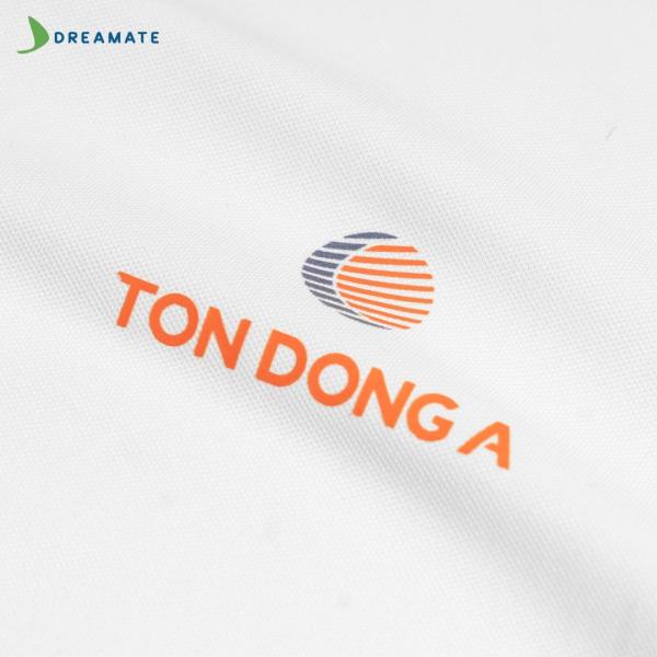 Áo polo đồng phục trắng phối xanh navy Tôn Đông Á