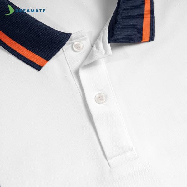 Áo polo đồng phục trắng phối xanh navy Tôn Đông Á