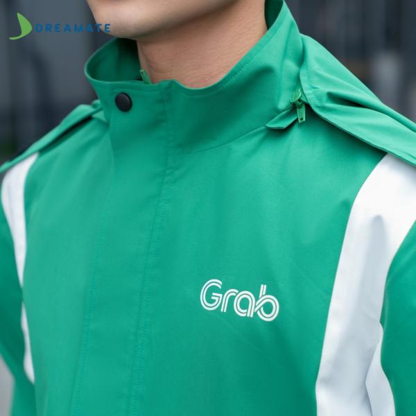 Áo khoác đồng phục Grab xanh trắng