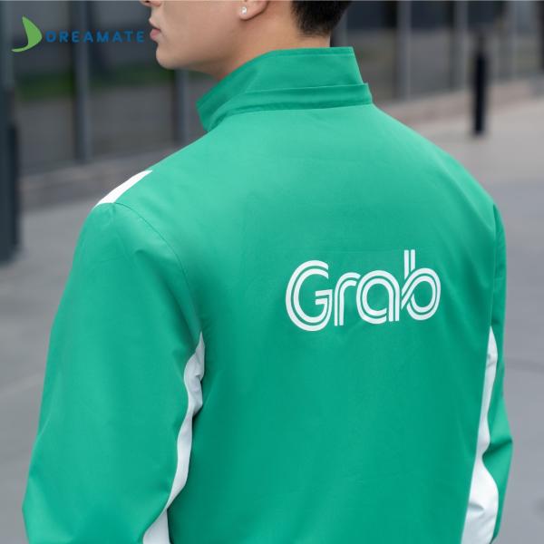 Áo khoác đồng phục Grab xanh trắng