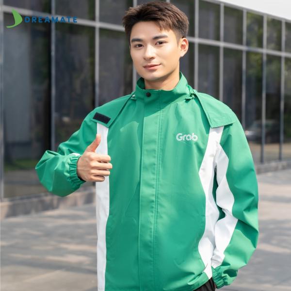 Áo khoác đồng phục Grab xanh trắng