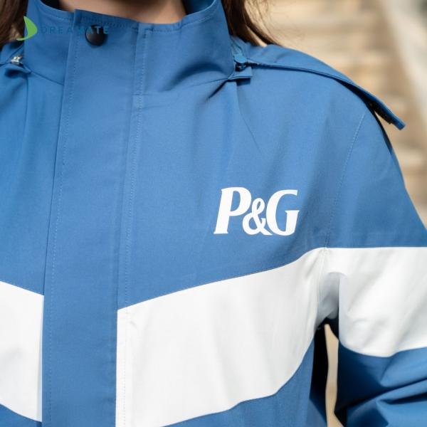 Áo khoác đồng phục P&G xanh trắng