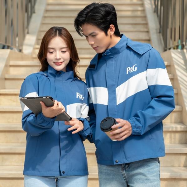 Áo khoác đồng phục P&G xanh trắng